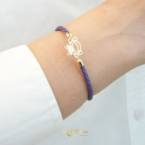 دستبند چرم و طلا زنانه