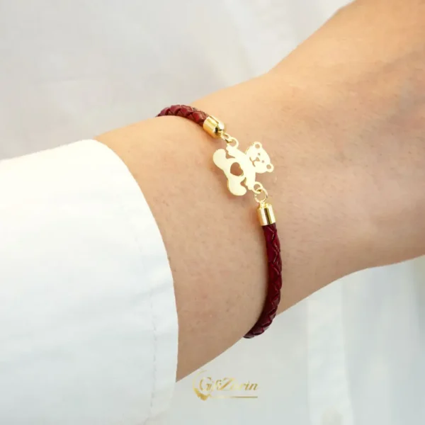 دستبند چرم و طلا زنانه