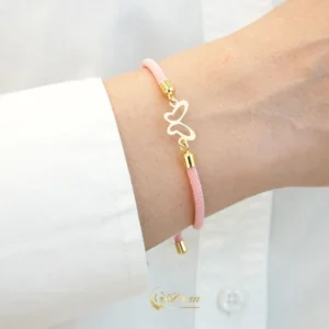 دستبند چرم و طلا پروانه B245