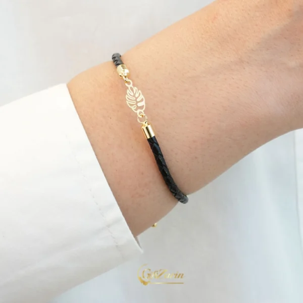 دستبند چرم طلا زنانه