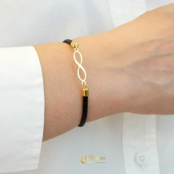 دستبند چرم و طلا زنانه