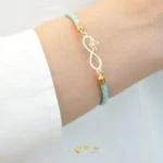 دستبند چرم و طلا زنانه