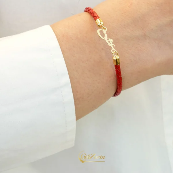 دستبند چرم طلا زنانه