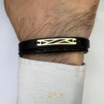 دستبند چرم و طلا مردانه M383