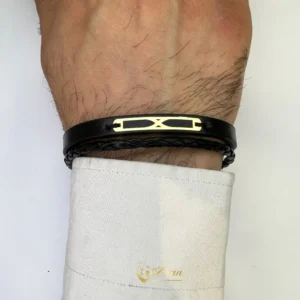 دستبند چرم و طلا مردانه M387