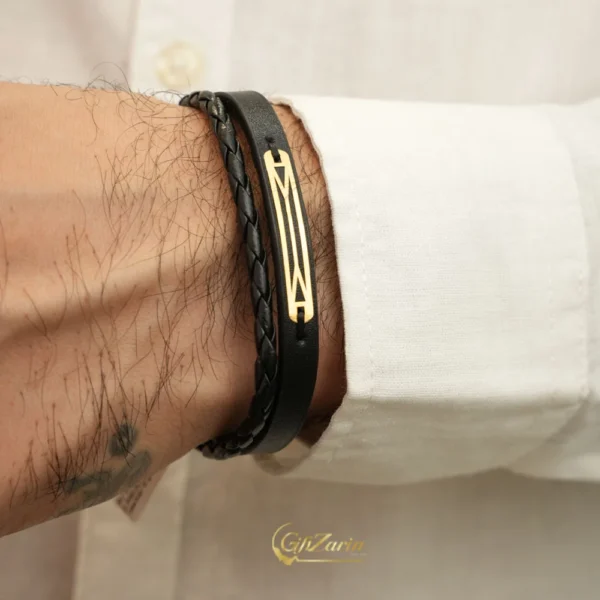 خرید دستبند چرم و طلا مردانه