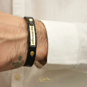 خرید دستبند چرم و طلا مردانه