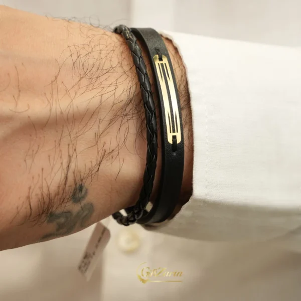 خرید دستبند چرم و طلا مردانه