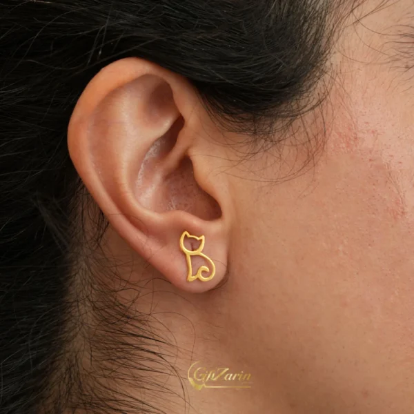 گوشواره میخی طلا گربه