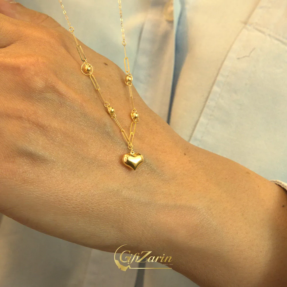 گردنبند طلا قلب و هرمس N558
