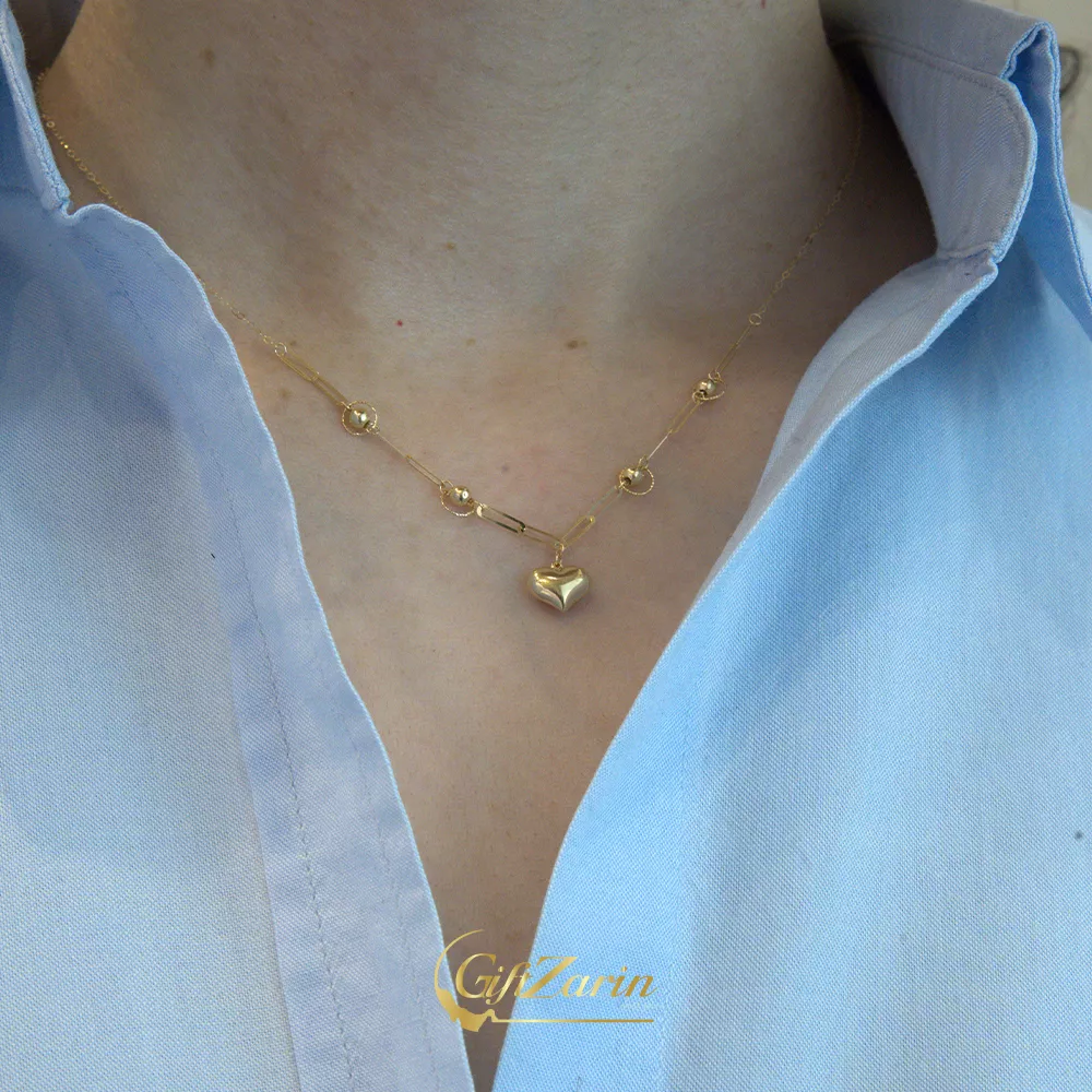 گردنبند طلا قلب و هرمس N558